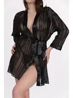 Dantel Saten Şeritli Fantezi Sabahlık SHE 2038 Siyah farklı açı