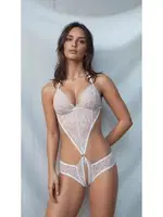 Özel Bölgesi Açık Boyundan Bağlamalı Dantel Body Venlisa 2907 Beyaz görsel 4