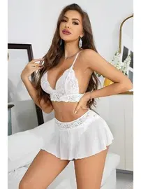 Venlisa Dantel ve Tül Detaylı Seksi Fantezi Sütyen Etek Takım Venlisa V2702