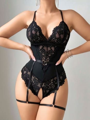 Dantelli Britli Seksi Body Jartiyer Lily Bianca LB-201