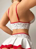 Dantelli Büstiyer Etek Takım Beyaz Jesica Bella E-00145 Beyaz detay görünüm