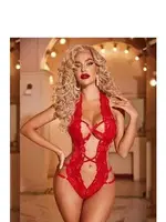 Derin Dekolteli Dantelli Fantazi Body Venlisa 2906 Kırmızı görsel 4