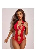 Derin Dekolteli Dantelli Fantazi Body Venlisa 2906 Kırmızı görsel 5