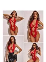 Derin Dekolteli Dantelli Fantazi Body Venlisa 2906 Kırmızı görsel 6