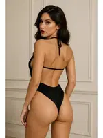 Dantelli Derin V Dekolteli Fantazi Body Venlisa 2905 Siyah farklı açı