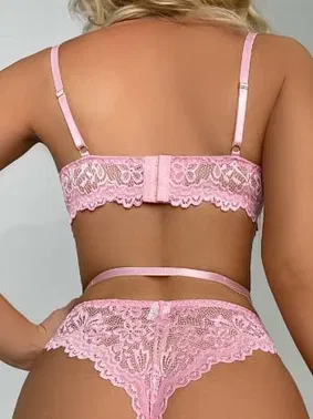 Loomerie Dantelli Kalpli Pembe Bodysuit Jartiyer Takım Loomerie 392 - Alternatif Görünüm