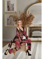 Dantelli Kurdelalı Pijama Sabahlık Takımı İzabel SB-5015 detay görünüm