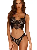 Dantelli Siyah Erotik Kadın Sütyen Takım SHE 2044 Siyah farklı açı