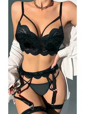 NightLight Dantelli Siyah Fantazi Jartiyer Takım NightLight 3767