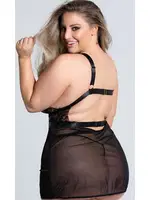 Dantelli Tül Büyük Beden Fantezi Erotik Gecelik Loomerie 277 Siyah detay görünüm