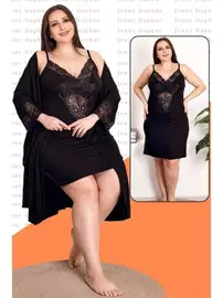 Lady Dantelli Viskon 2li Lüks Gecelik Sabahlık Takımı Lady 19220