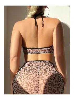 NightLight Dekolteli Leopar Fantezi Transparan Gecelik Nightlight 3706 - Alternatif Görünüm