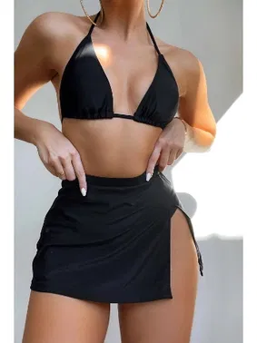 Angelsin Deniz Etekli 3 Lü Bikini Takım (Çıkartilabilir Kaplı) Angelsin MS 4392