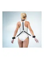 Deri Fantezi Esaret Kelepçesi Harness MissisX 8022 Siyah detay görünüm