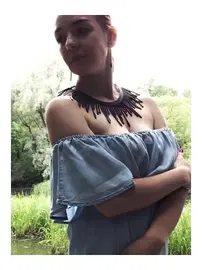 missisX Siyah Saçaklı Deri Kolye Aksesuar missisX 5317