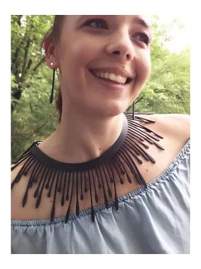 missisX Siyah Saçaklı Deri Kolye Aksesuar missisX 5317 - Alternatif Görünüm