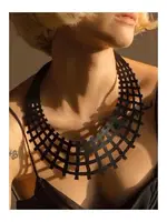 Otantik Deri Kolye Harness missisX 5339 Siyah detay görünüm