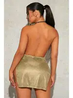 Derin Yırtmaçlı Gold Seksi Kulüp Midi Elbise Pink Night 1162 farklı açı