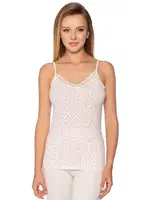 Desenli Empirme Likralı İnce Askılı Kadın Atlet Gümüş 3096 - 6 Adet Ekru