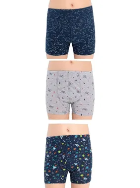 Öztaş Desenli Erkek Çocuk 3 lü Likralı Boxer Öztaş 3721-F