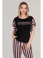 Desenli Kısa Kol Kadın Lady Pijama Takımı Lady 12523 farklı açı