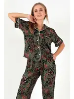 Desenli Kısa Kollu Kadın Pijama Takım DoReMi 002-000093 Yeşil görsel 4