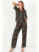 Desenli Kısa Kollu Kadın Pijama Takım DoReMi 002-000093 Yeşil görsel 7