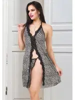 Desenli Siyah Tunik Fantezi Gecelik İzabel T-1007 Siyah