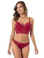 Destekli Bralet Dantelli Sütyen Takım Godewo 2090 Bordo detay görünüm