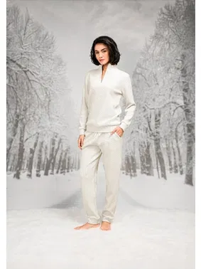 Doreanse Dik Yaka Fermuarlı Kadın T-Shirt Pantolon Takım Doreanse 26K4097