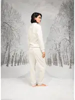 Dik Yaka Fermuarlı Kadın T-Shirt Pantolon Takım Doreanse 26K4097 Ekru detay görünüm