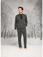 Dik Yaka Fermuarlı Uzun Kollu Erkek Pijama Takım Doreanse 26K4594 Antrasit