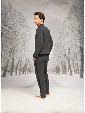 Doreanse Dik Yaka Fermuarlı Uzun Kollu Erkek Pijama Takım Doreanse 26K4594 - Alternatif Görünüm