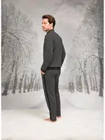 Dik Yaka Fermuarlı Uzun Kollu Erkek Pijama Takım Doreanse 26K4594 Antrasit detay görünüm