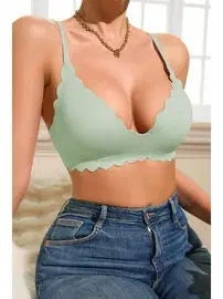 Merry See Dikişsiz Balensiz Çıkarılabilir Pedli Lazer Kesim iz bırakmaz Görünmez Sütyen AN 2000 - Yeşil