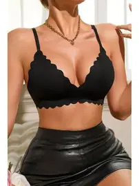 Merry See Dikişsiz Balensiz Çıkarılabilir Pedli Lazer Kesim izbırakmaz Görünmez Sütyen Siyah - AN 2000-Siyah