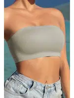 Dikişsiz Çıkarılabılır Pedli Lazer Kesim Iz Yapmaz Kaydırmaz Şeffaf Silikonlu Sütyen Merry See AN 2003 - Gri Gri