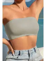 Dikişsiz Çıkarılabılır Pedli Lazer Kesim Iz Yapmaz Kaydırmaz Şeffaf Silikonlu Sütyen Merry See AN 2003 - Gri Gri detay görünüm