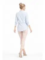 Çizgili Kadın Tayt Bona Mania 283-000378 Krem-pembe detay görünüm