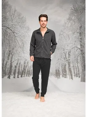 Doreanse Dokuma Önden Fermuarlı Cepli Uzun Kollu Erkek Pijama Takım Doreanse 26K4598