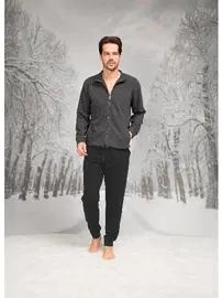 Doreanse Dokuma Önden Fermuarlı Cepli Uzun Kollu Erkek Pijama Takım Doreanse 26K4598