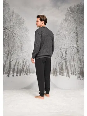 Doreanse Dokuma Önden Fermuarlı Cepli Uzun Kollu Erkek Pijama Takım Doreanse 26K4598 - Alternatif Görünüm