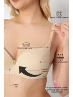 Dolgulu Sütyen Kadın Siyah Push up Balenli Süngerli Günlük Sporcu Kullanım Destekli Basic T-Shirt Sütyeni Anıl 3783 görsel 4