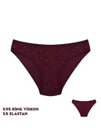 Dondeza Bordo Desenli Viscon Kadın Bikini Külot 12'li Dondeza 164-5