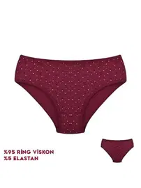 Dondeza Bordo Desenli Viscon 12'li Kadın Bikini Külot Dondeza 264-10
