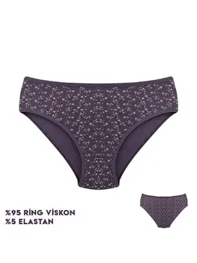 Dondeza Mor Desenli Viscon Kadın Slip Külot 12'li Dondeza 264-11