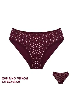 Dondeza Bordo Desenli Viscon Kadın Slip Külot 12'li Dondeza 264-9