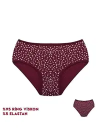 Dondeza Bordo Viscon Desenli Kadın Bikini 12'li Dondeza 364-6