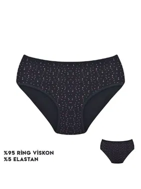 Dondeza Siyah Desenli Viscon Kadın Bikini Külot 12'li Dondeza 364-9