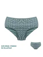 Yeşil Viscon Desenli Kadın Bikini Külot 12'li Dondeza 664-1 Görsel